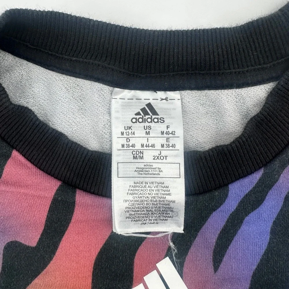 Adidas Long Sleeve women's medium Crop Top, Multicolor Zebra‎ Print Sweatshirt